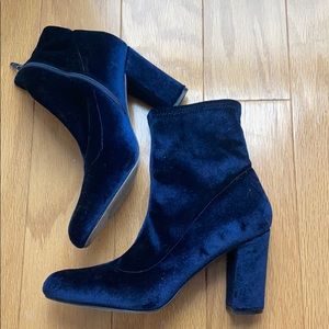 Blue Velvet Ankle Booties